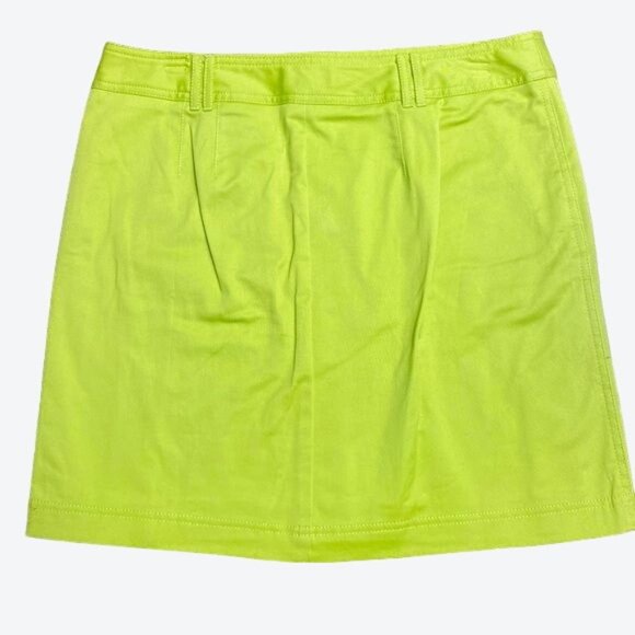 Ann Taylor LOFT Lime Green Side Zipper Cotton Spandex Durable Mini Skirt Size 10 - Picture 6 of 12